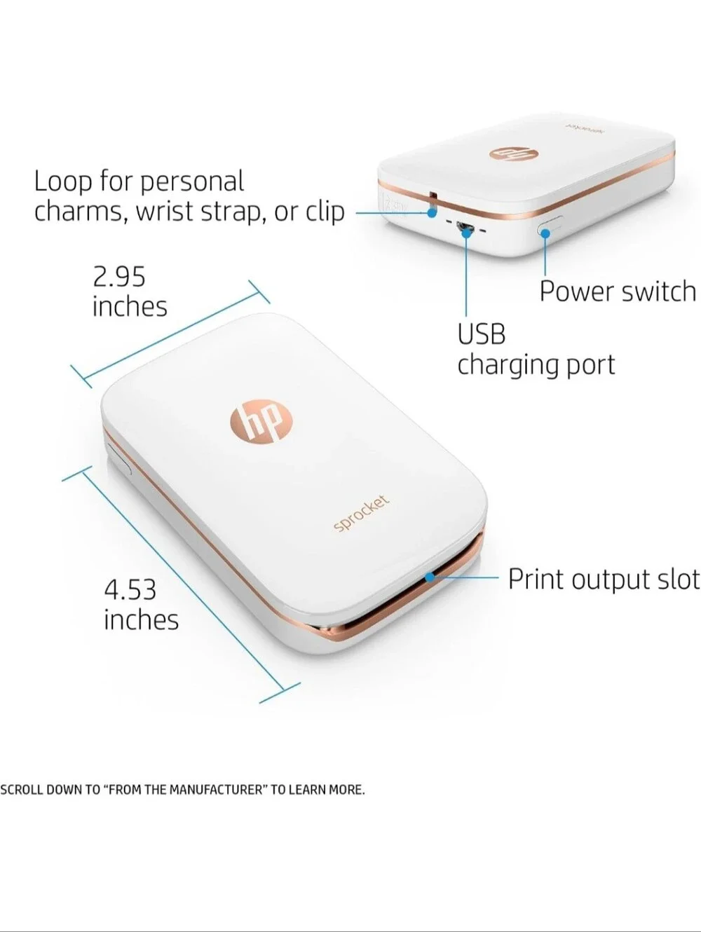 HP Sprocket Portable Photo Printer, Print Social Media Photos on 2x3 Sticky-Back